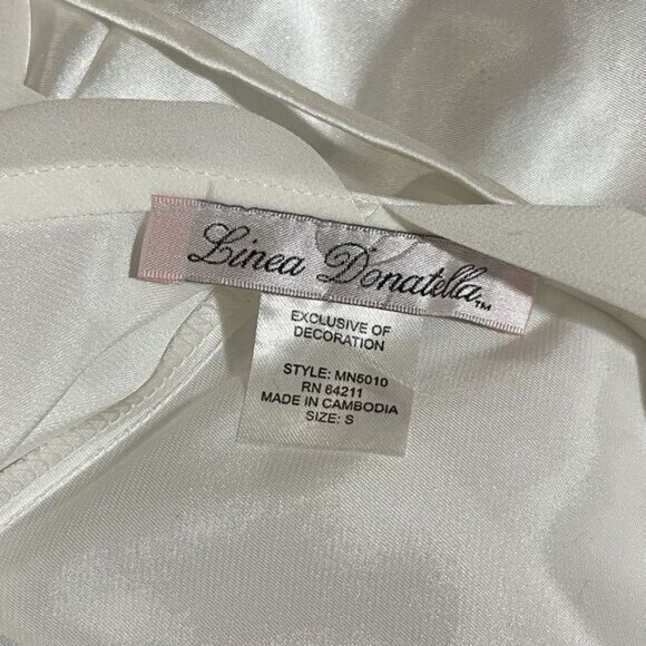 Linea Donatella‎ Chemise Nightie Womens Small White Satin Beaded Floral Lace - Picture 8 of 8